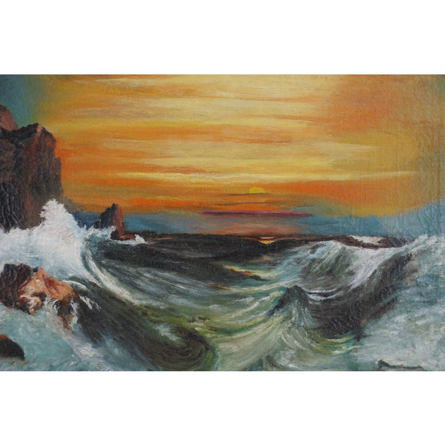 American Early 20th Century Vibrant Sunset Seascape For Sale - Image 3 of 6