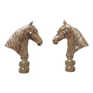 Pair of Horse Heads Lamp Finials For Sale