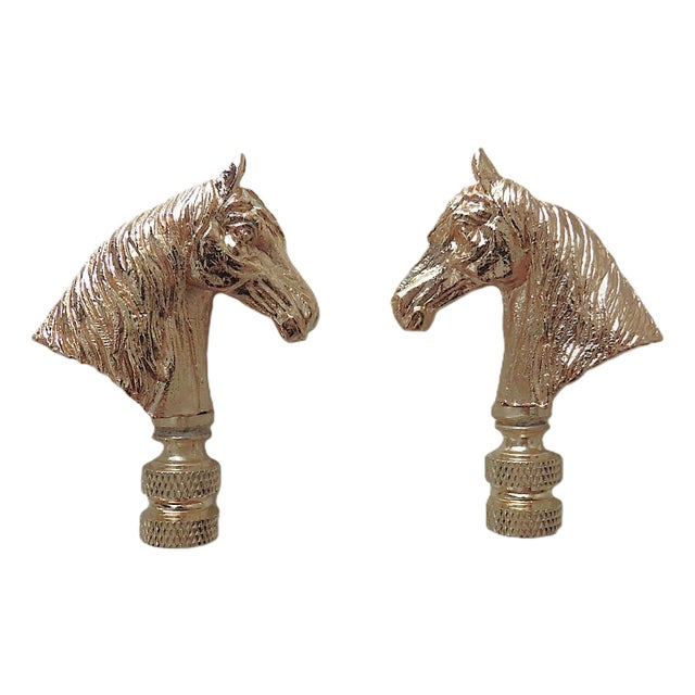 Pair of Horse Heads Lamp Finials For Sale