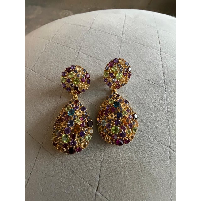 Bochic “Orient” Vintage Citrine & Amethyst Earrings Set 18K Gold & Silver For Sale In New York - Image 6 of 14