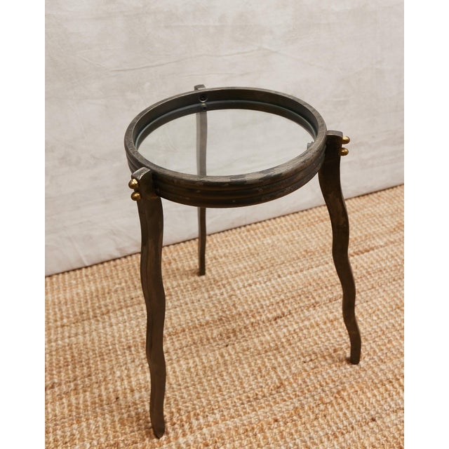 1980s Will Stone Wavy Squiggle Metal Side Table For Sale In Dallas - Image 6 of 16