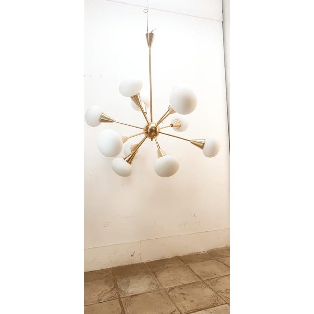 Sputnik 12-Light Chandelier in Brass and Glass For Sale - Image 4 of 18