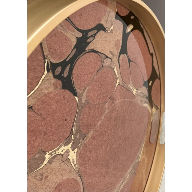 Late 20th-Century “Geode” Motif Wood, Glass & Resin Circular Tray With Cut-Out Handles For Sale - Image 10 of 18