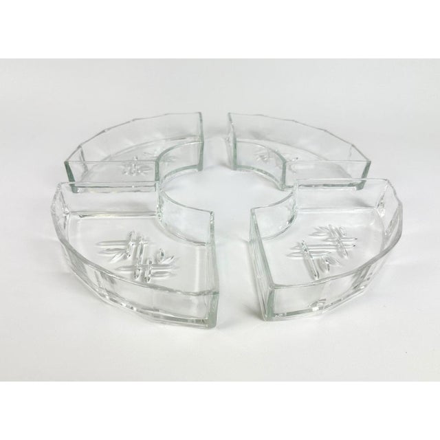 Lazy Susan Enamel Tray with Crystal Glass Bowls from BMF, 1960s, Set of 5 For Sale - Image 4 of 13