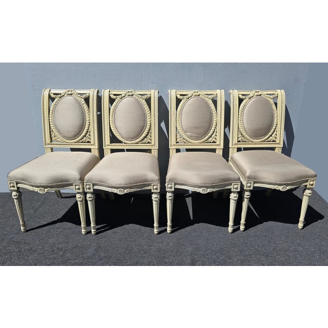 8 Vintage French Louis XV Gustavian White Chippendale Carved Chairs or 6 Chairs For Sale - Image 4 of 16