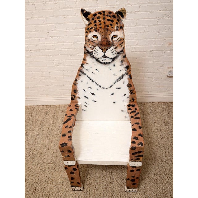 A wonderfully playful vintage figural chair designed in the form of a seated leopard. The animal’s painted face rises...
