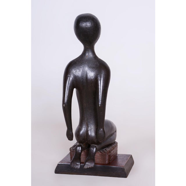 1940s Art Deco Statuette in Lacquered Wood, Czech, 1940s For Sale - Image 5 of 10