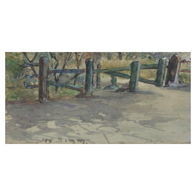 Orchard in Bloom, Mid Century Spring Blossoms Landscape Watercolor by Jay Simm For Sale - Image 4 of 4