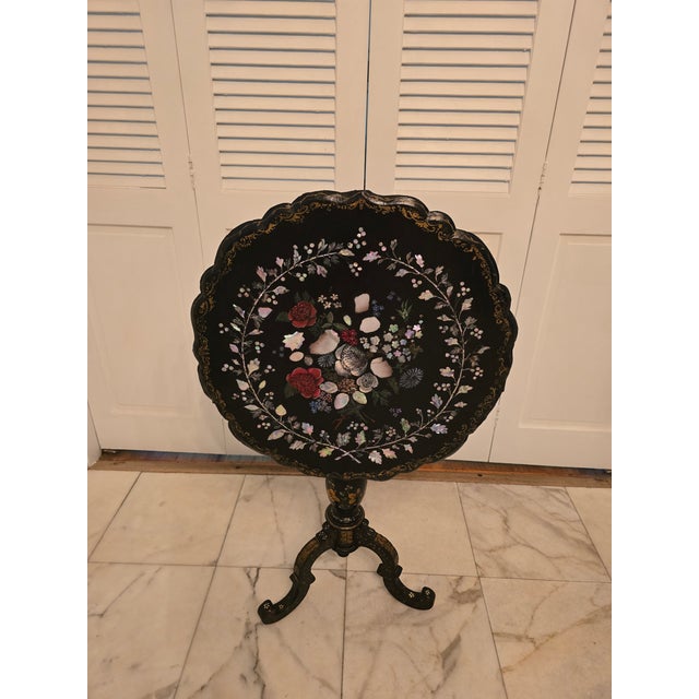 Mid Century Era Exotic Shell Flip Top Table For Sale - Image 10 of 11