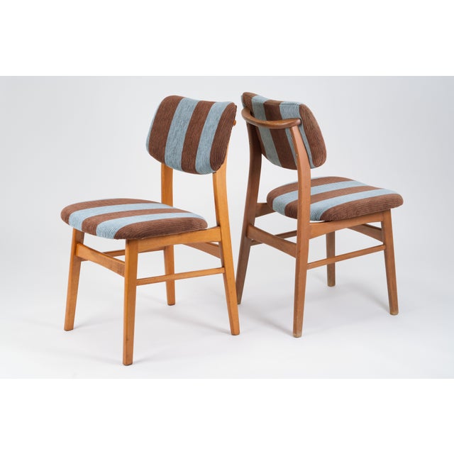 Mid-Century Modern Dining Room Chairs in Beech and Corduroy, 1950s, Set of 2 For Sale - Image 6 of 17