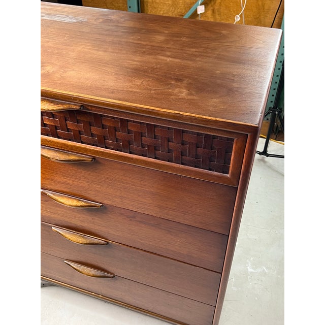 Lane Perception Mid Century 5 Drawer Highboy Dresser For Sale - Image 11 of 12