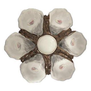 Antique French Porcelain Oyster Plate, Circa 1900 For Sale