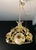 Made in Italy vintage 1960’s Mid Century Modern Italian tole floral chandelier. All original. Features frosted glass globe...