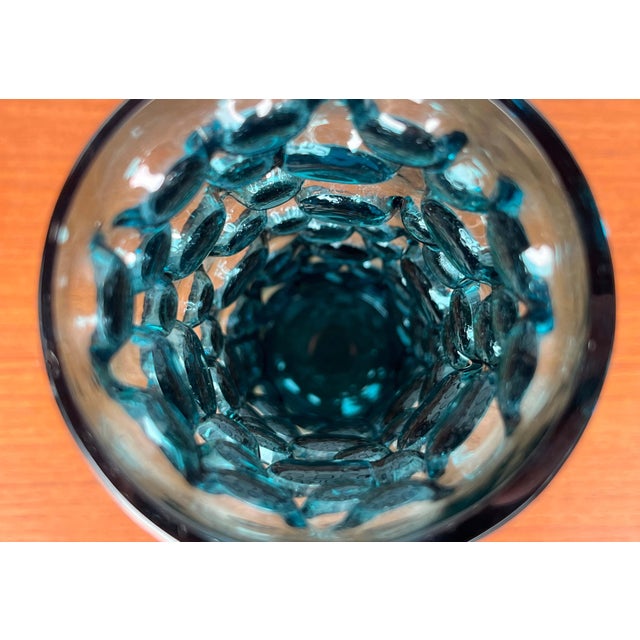 Mid-Century Modern Space Age Blue Bubble Glass Vase by Wilhelm Braun-Feldweg for Hirschberg, Germany, 1960s For Sale - Image 5 of 16