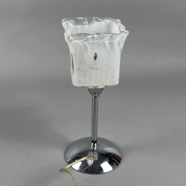 Murano Glass Table Lamp with Murrine Chrome Base, 1970s For Sale - Image 4 of 12