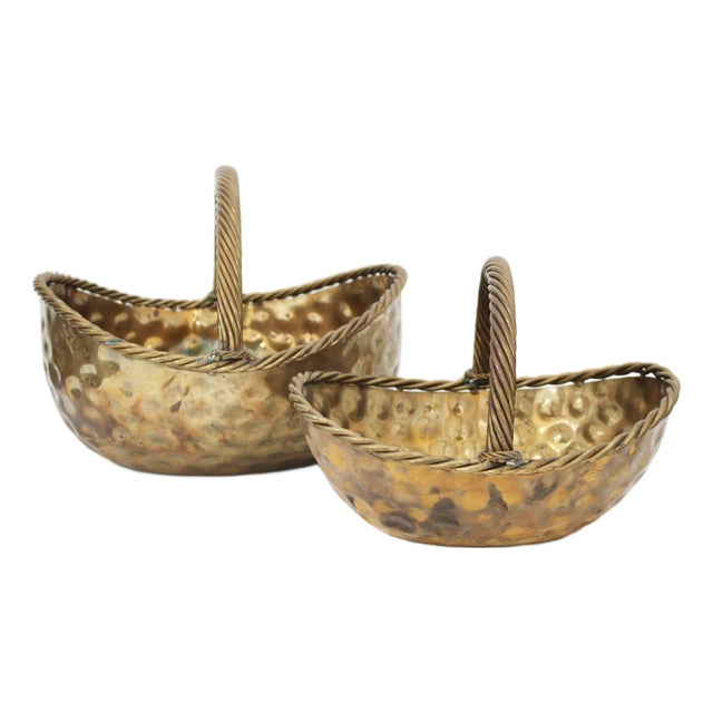 Vintage Brass Plant Pots, Germany, 1940s, Set of 2 For Sale