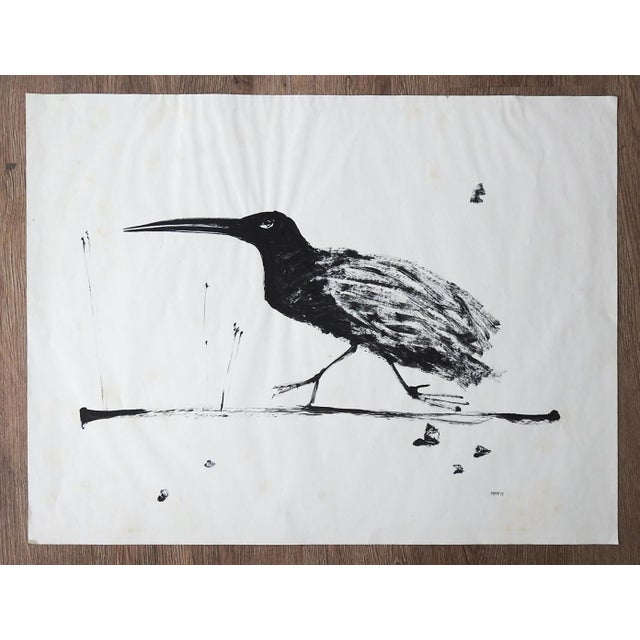 1977 Modernist Shore Bird Ink Drawing For Sale In Seattle - Image 6 of 6