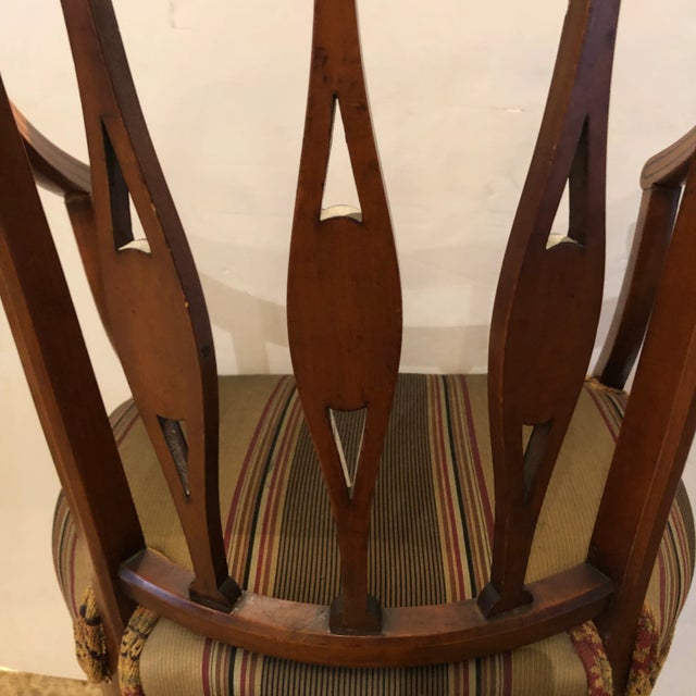Antique Curved French Fruitwood Inlaid Chair For Sale - Image 9 of 13
