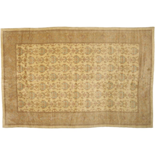 Tan Oversized Vintage Romanian Rug , 12'00 X 18'00 For Sale - Image 8 of 9
