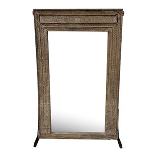 Antique Indian Carved Wooden Mirror For Sale