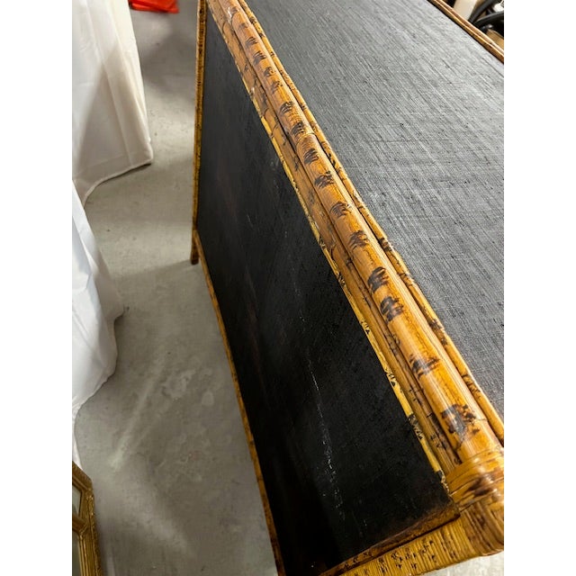 Wood Vintage Cane Rattan Burnt Bamboo Style Grasscloth Chest For Sale - Image 7 of 8