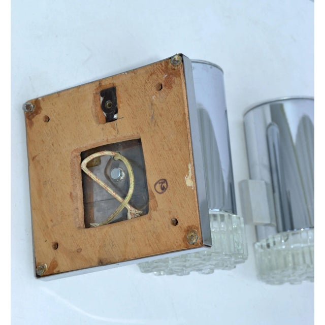Pair, Gaetano Sciolari Italian Chrome & Cut Glass Sconces, Wall Lamps For Sale - Image 10 of 13
