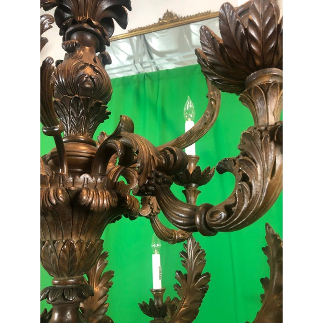 Vintage Italian Hand Carved 2 Tier Chandelier With 12 Lights For Sale In Dallas - Image 6 of 13