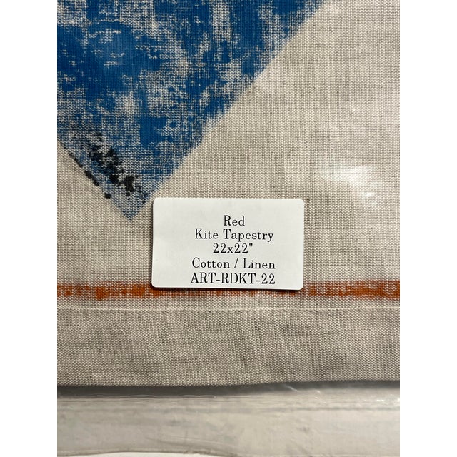 Set of 4 John Robshaw Hand Painted Kite Tapestry Cotton/Linen Wall Art Decor For Sale In Los Angeles - Image 6 of 11