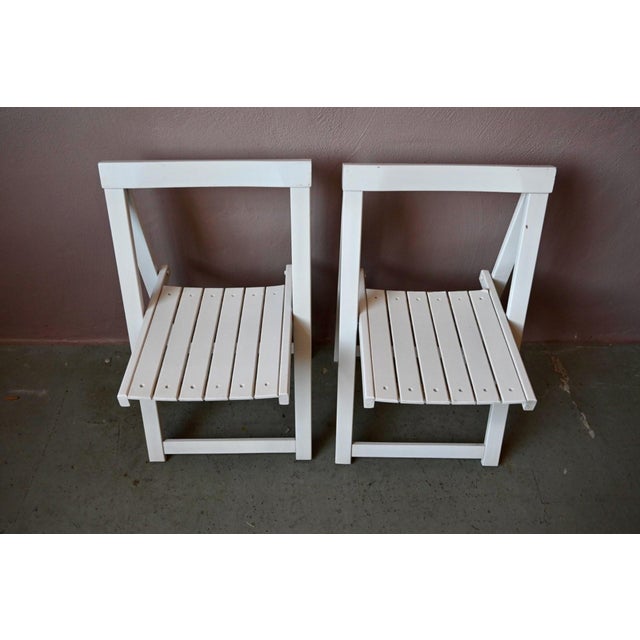 1960s Italian Folding Chairs in White Lacquered, 1960s, Set of 2 For Sale - Image 5 of 15