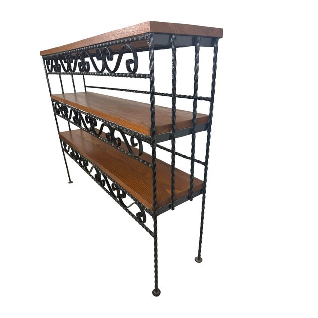 Vintage Wrought Iron Scroll Shelf, Handmade Studio Piece, Spanish Revival Style For Sale - Image 4 of 17