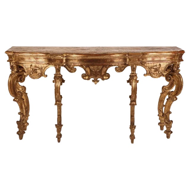 18th Century Italian Giltwood Console Table For Sale