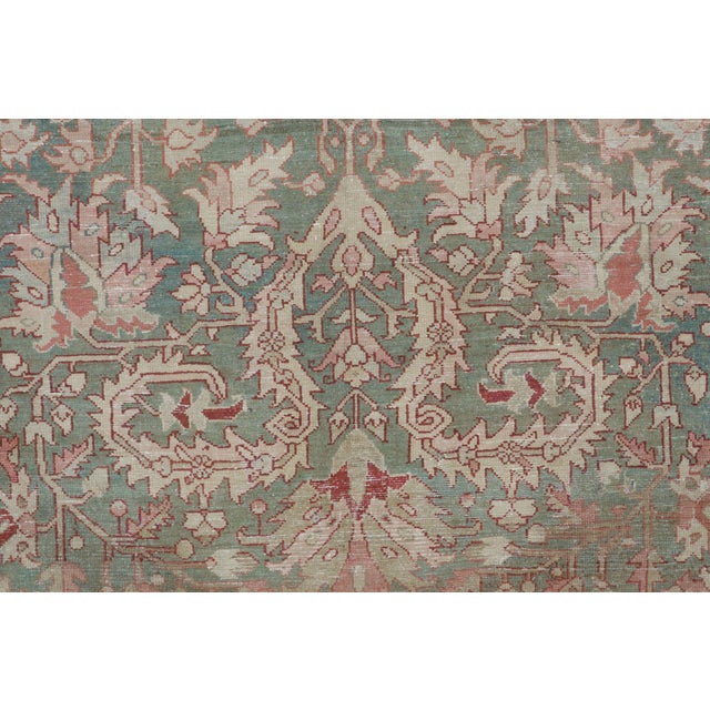 Rug & Kilim Antique Persian Karja Rug in Sage Green With Coral Medallions - Rug & Kilim For Sale - Image 4 of 6
