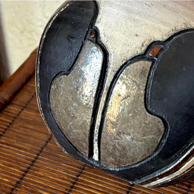 1980s 1980s Signed Nancy April Art Deco Raku Vase For Sale - Image 5 of 12