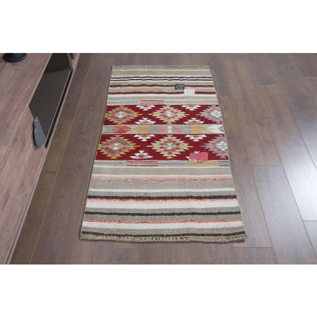 Type: Small Flatweave Kilim Rug / Accent Rug Origin: Anatolia / Turkey (Handwoven) Technique: Handwoven Flatweave / Kilim...