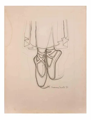 Suzanne Tourte, On Tips, Etching, 1951