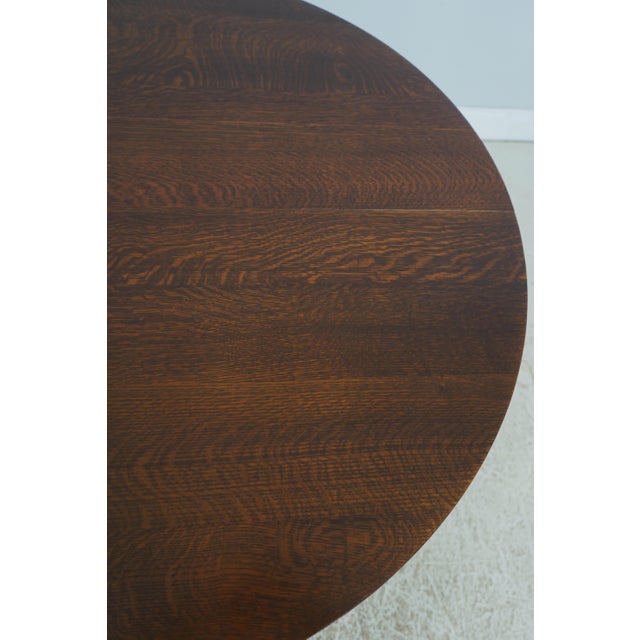 1990s Stickley Mission Oak Round Dining Room Table For Sale - Image 5 of 18