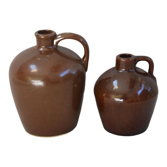 Roycroft Glazed Little Brown Jugs, S/ 2 For Sale