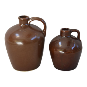 Roycroft Glazed Little Brown Jugs, S/ 2