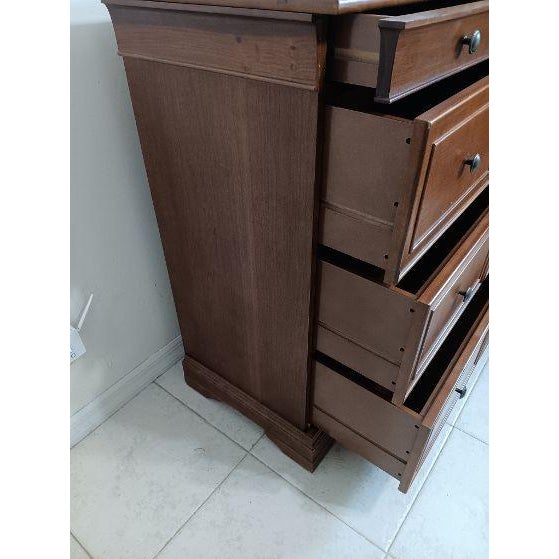 Vintage Bombay Mahogany Wood Chest 5 Drawers For Sale - Image 4 of 9