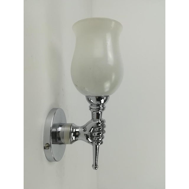 French Chrome-Plated Wall Lamps, 1950s, Set of 2 For Sale - Image 4 of 7