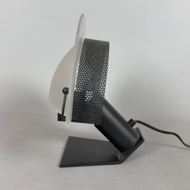 1980s Crescent Moon Table Lamp in Opal Glass and Metal, 1980s For Sale - Image 5 of 14