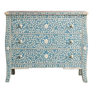 French-Inspired Arabesque Bone Inlay Three-Drawer Chest by House of Jaipur For Sale