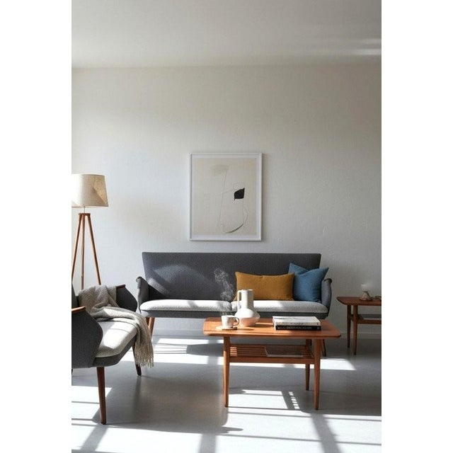 Mid-Century Modern Danish Sofa and Armchairs in Gray Wool Fabric, 1960s, Set of 3 For Sale - Image 3 of 18