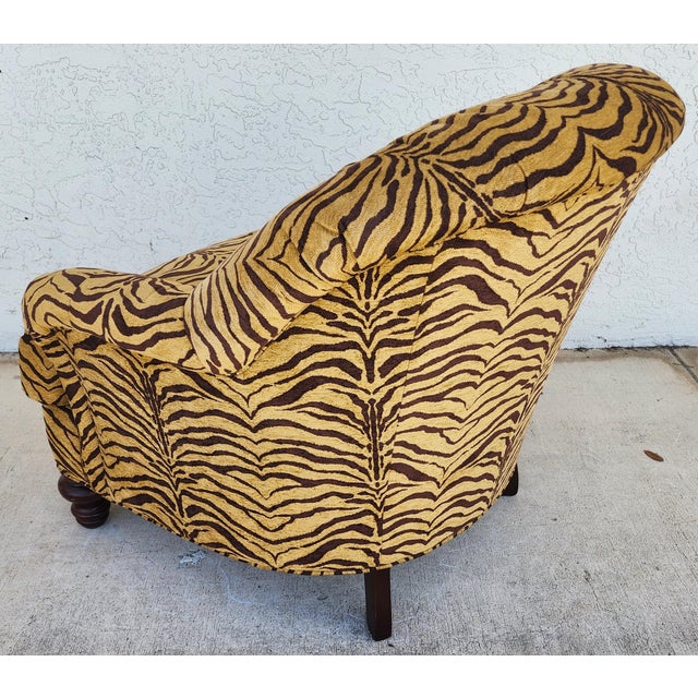 Sherrill Furniture Sherrill Armchair Tufted Animal Print Arm Covers For Sale - Image 4 of 13