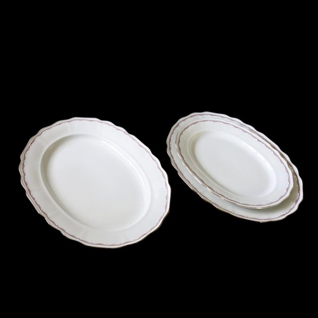 Large Vintage Oval Serving Plate with Gold Ribbon and Red Pattern from Rörstrand, Sweden For Sale - Image 3 of 6