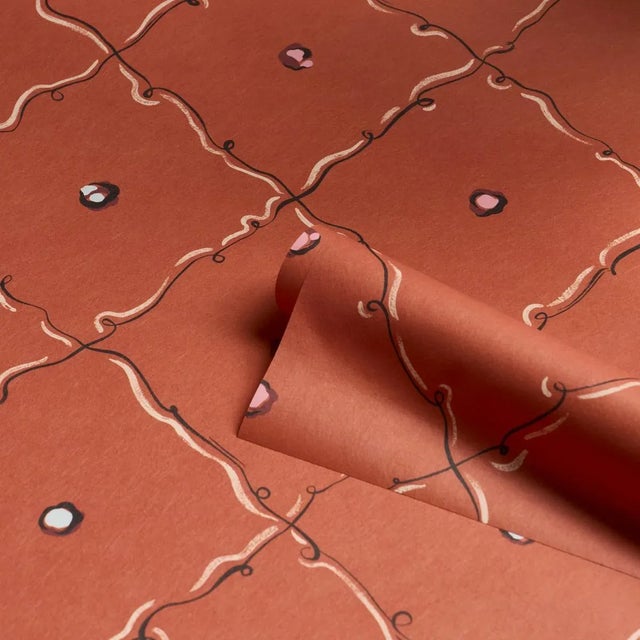 Schumacher SAMPLE - Schumacher x Backdrop Colette Wallpaper In Red For Sale - Image 4 of 5