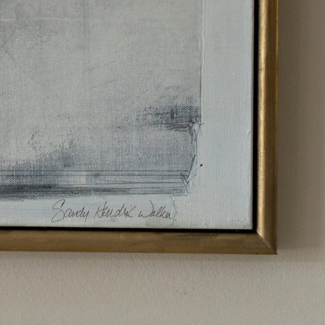 Wood 2018 “Contact” Large Black, White and Gray Acrylic on Canvas by Sandy Walker For Sale - Image 7 of 8