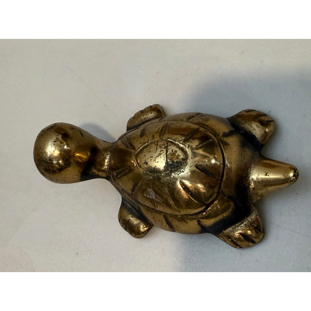 Vintage solid bronze sculpture signed, miniature turtle tortoise has natural patina heavy for its size