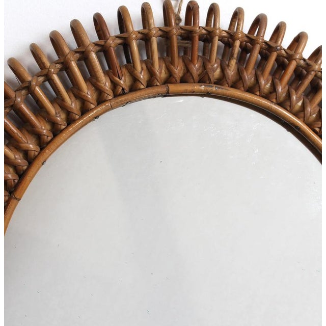 Vintage Italian Rattan Wall Mirror, 1960s For Sale - Image 4 of 11