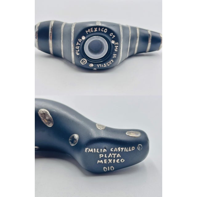 1980s Emilia Castillo Taxco Plata Pura Silver & Porcelain "Oruga" Sculptures, Pair For Sale - Image 18 of 18